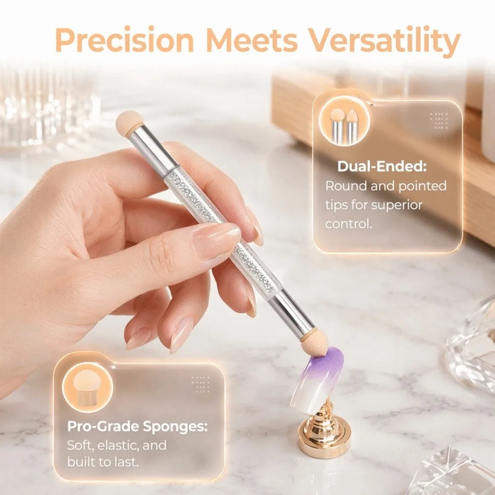 Double-End Ombre Nail Art Pen | 4 Sponge Heads & Gradient Nail Art Shading Pen QXL