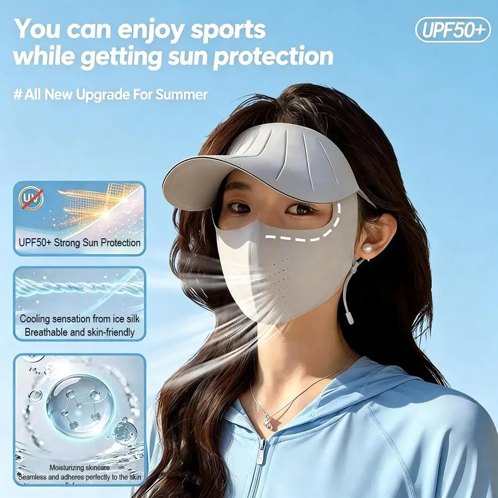 UPF50+ Sun Hat & Face Cover Set | Wide Brim UV Protection Sun Hat & Face Cover QXL