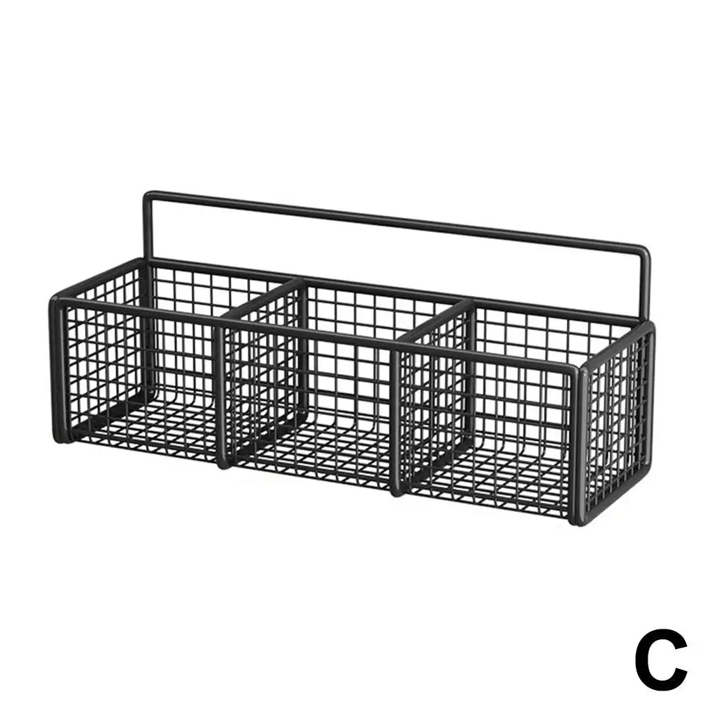 Wall-Mounted Iron Storage Basket Rack | Kitchen & Bath Organizer Wall Storage Rack QXL L