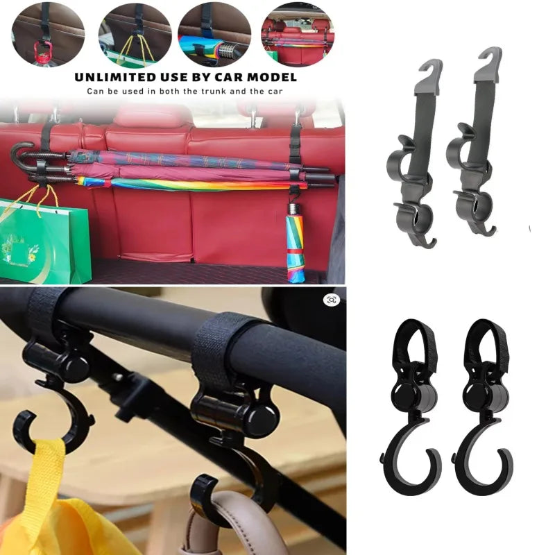 2-Pack Adjustable Car Seat Back Hooks – Bag & Umbrella Hanger Car Seat Hook QXL