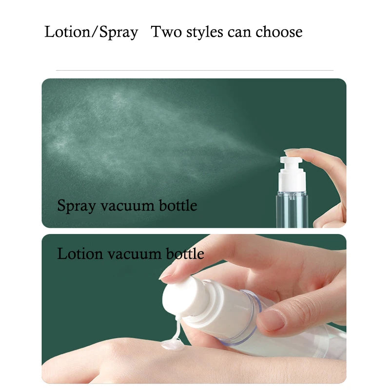 Airless Vacuum Refillable Travel Bottles 15–100ml Pump & Spray Refillable Travel Bottle QXL