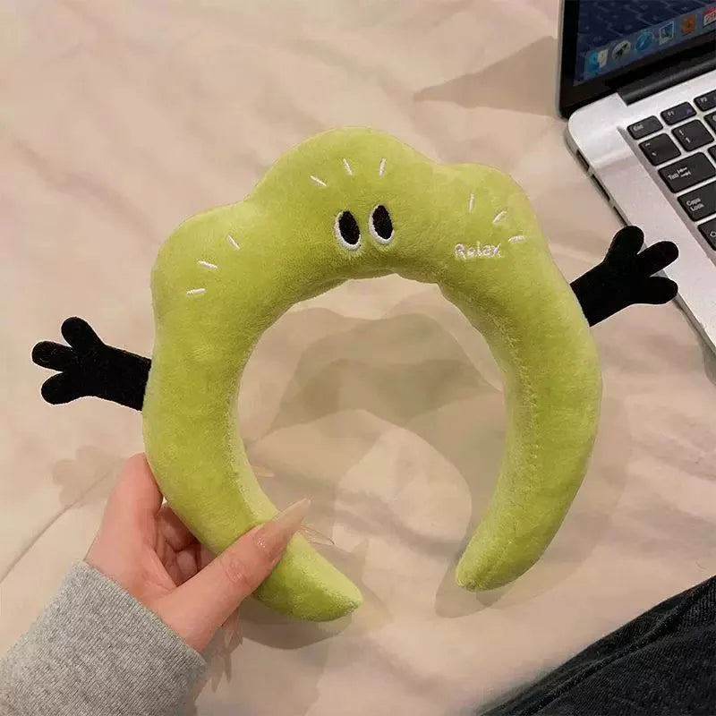 Cute Cloud Plush Headband | Makeup & Face Washing Plush Hair Headband QXL green
