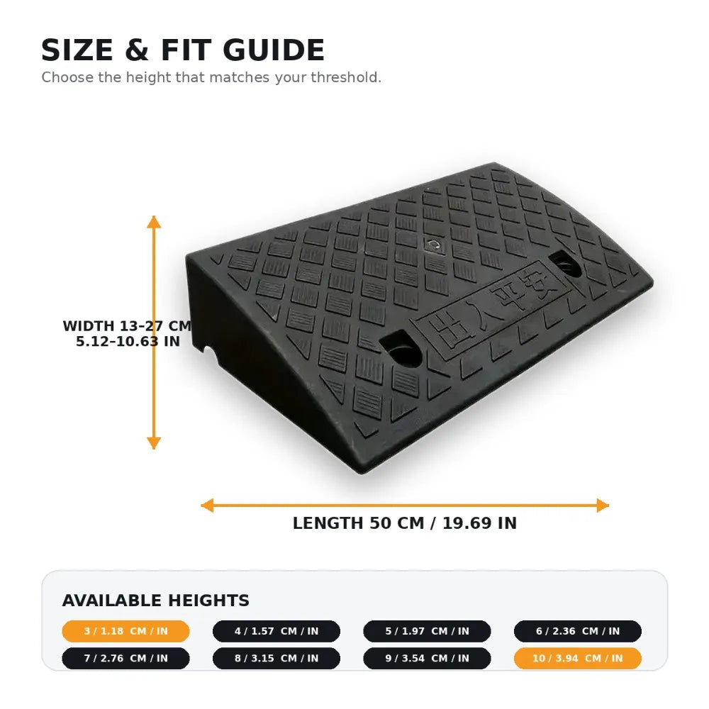 Non-Slip Rubber Threshold Ramp 3–10cm | Curb & Driveway Ramp Threshold Curb Ramp QXL