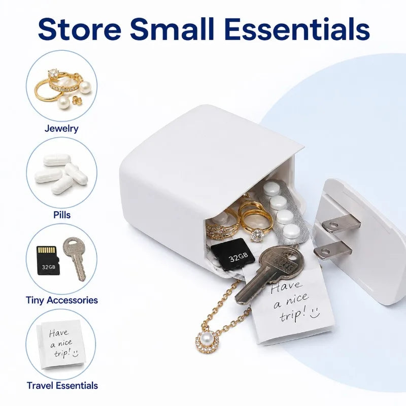 Charger-Style Hidden Storage Box | Mini Organizer – White Hidden Storage Box QXL