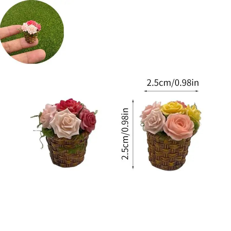 6-Piece Miniature Potted Flowers Set for Dollhouse Décor Dollhouse Miniatures QXL