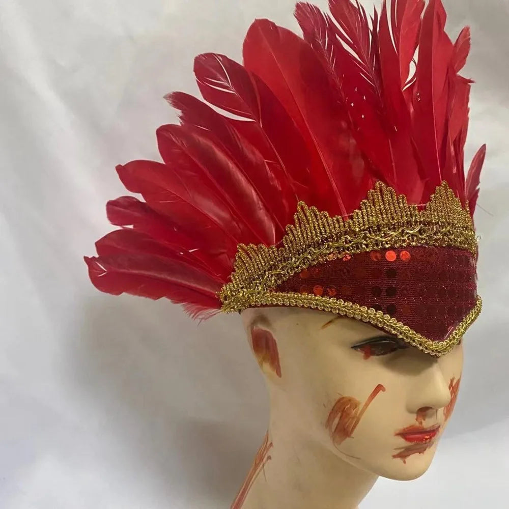 Colorful Feather Headdress | Adjustable Carnival Costume Costume Headdress QXL