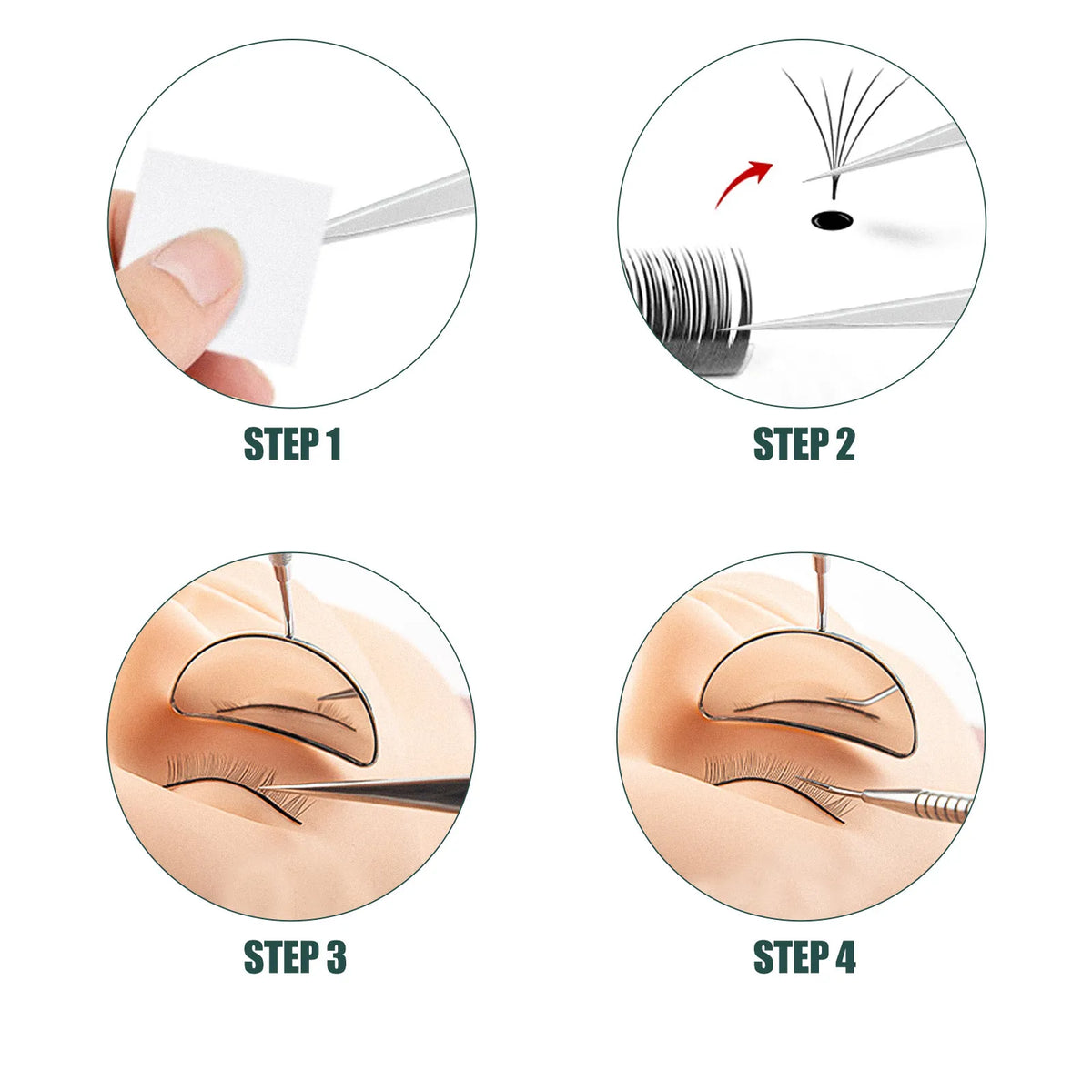 Eyelash Extension Kit – Steel Tweezers, Stick & Anti-Fog Mirror Lash Extension Tool Set QXL
