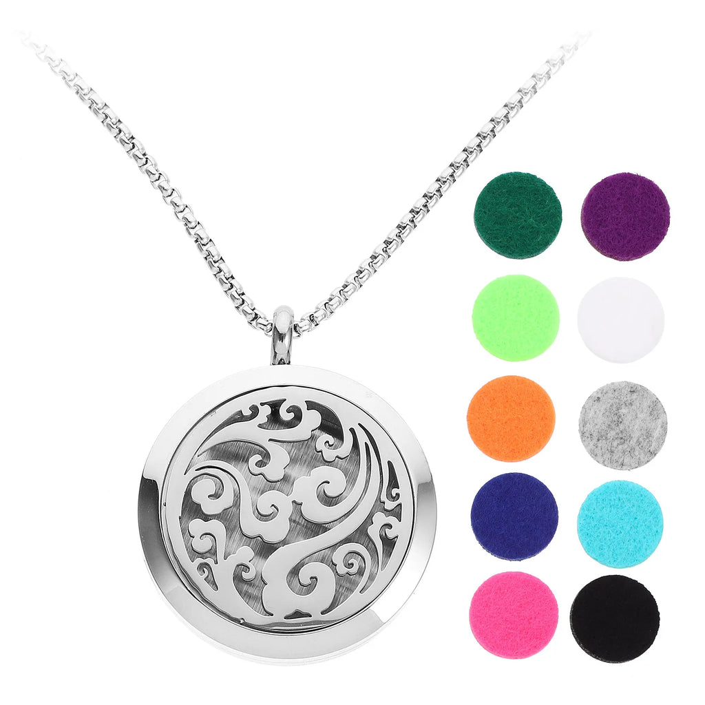 Essential Oil Diffuser Locket Necklace | 316L Steel + 10 Pads Aromatherapy Diffuser Necklace QXL
