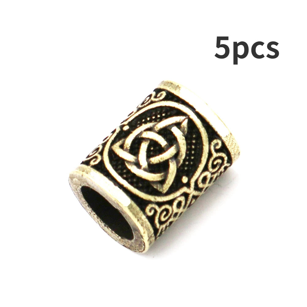 5-Pack Viking Rune Dreadlock & Beard Beads | DIY Braiding Hair & Beard Beads QXL Inner 8mm 5pcs