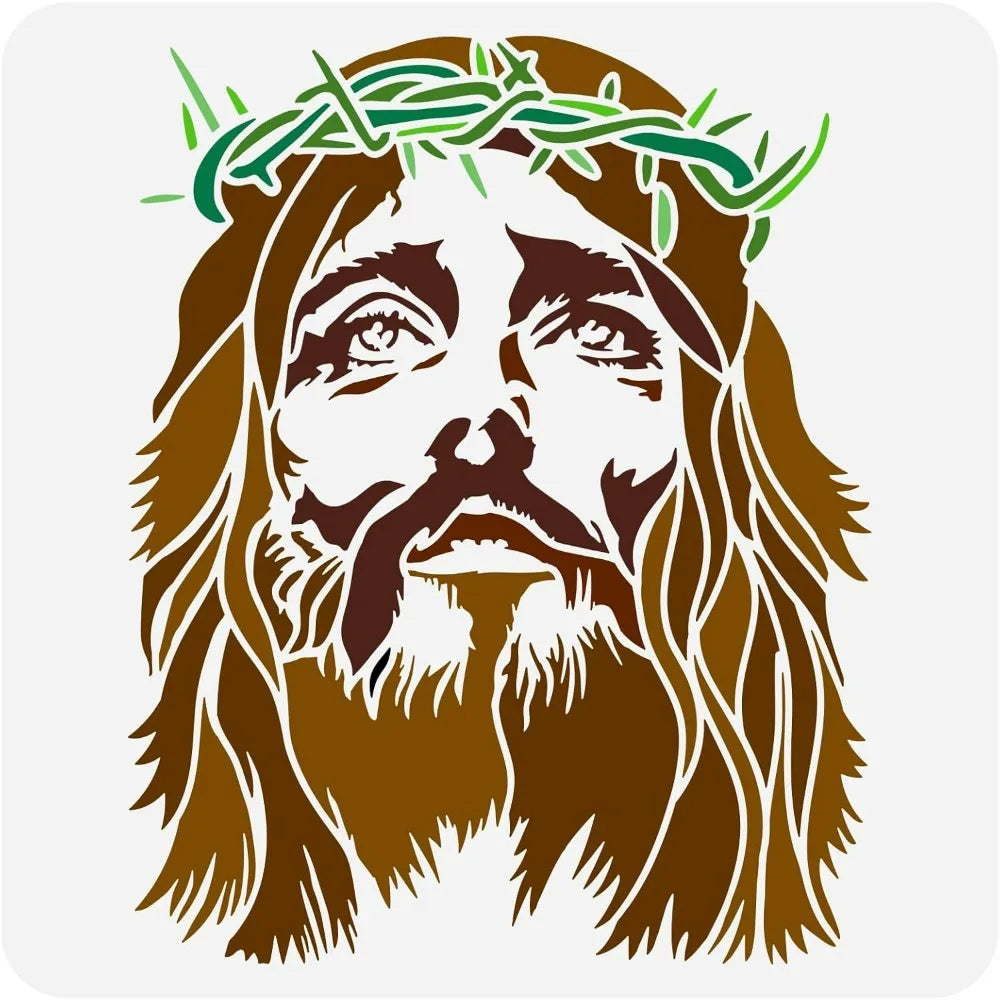 Christ Crown of Thorns Reusable Stencil 11.8" | Religious DIY Craft Painting Stencil QXL