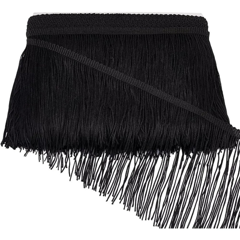 10 Yard Black Tassel Fringe Trim 5.9" | Polyester Sewing Lace Tassel Fringe Trim QXL