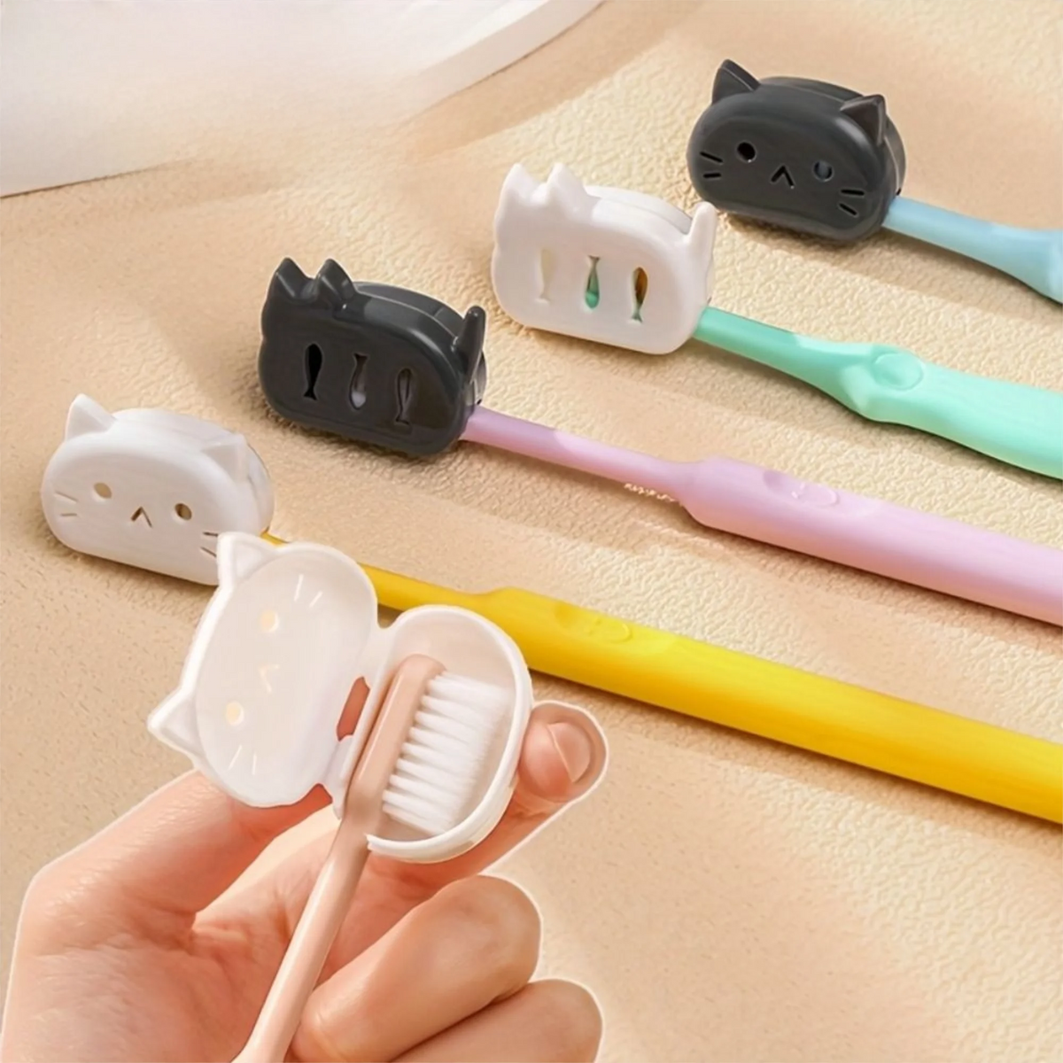 4-Pack Cat Shape Toothbrush Head Covers – Dustproof Case Toothbrush Head Cover QXL
