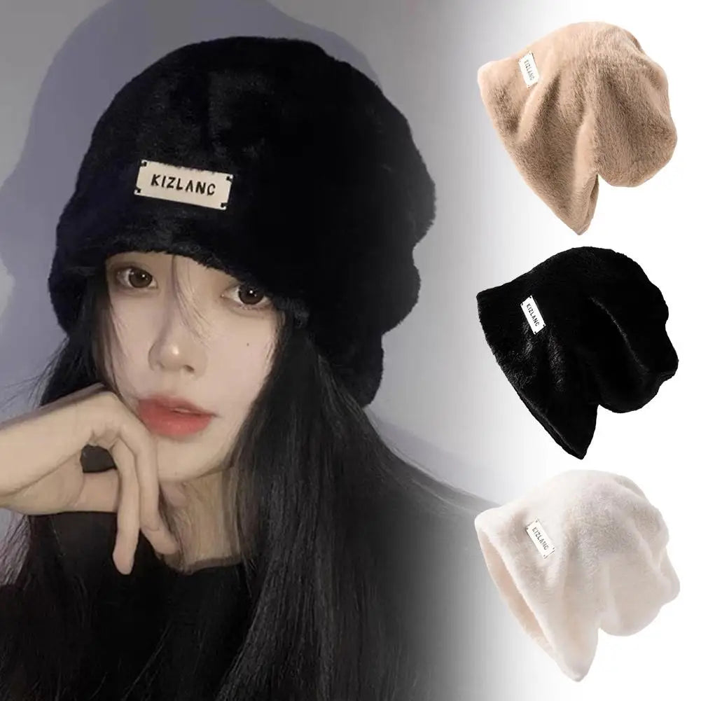 Rabbit Plush Beanie Hat | Unisex Warm Skullcap for Men & Women Plush Beanie Hat QXL