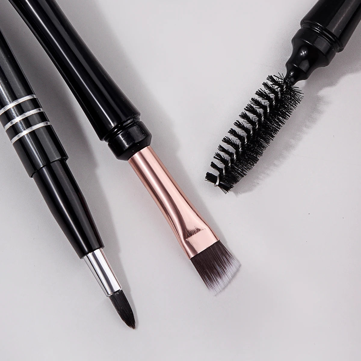 KOSSHOW 2-Pc Travel Makeup Brush Set – Eyebrow, Lash & Lip Eye & Lip Brush Set QXL