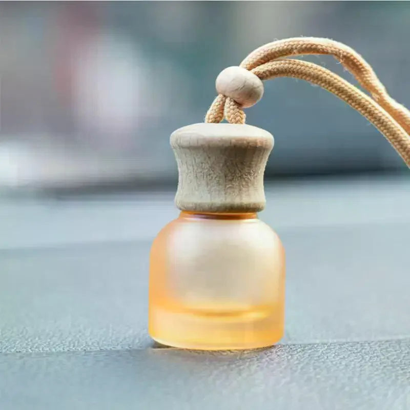 11ml Refillable Car Perfume Glass Bottle | Wooden Cap Pendant Perfume Pendant Bottle QXL
