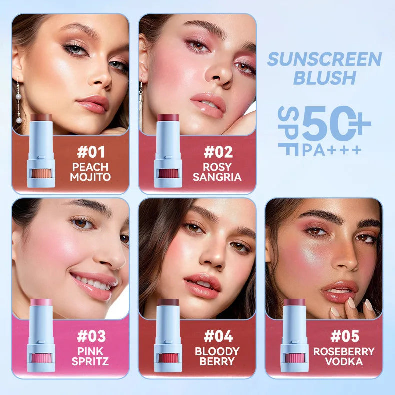 Matte Blush Stick | Satin Finish | 5 Shades | Long-Lasting Cream Blush Stick QXL