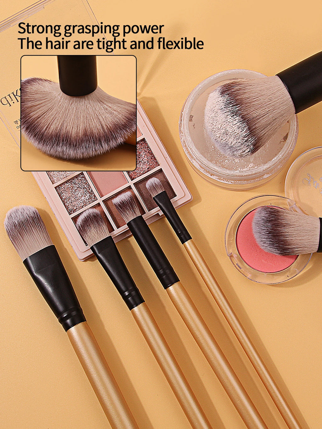 KOSSHOW 15-Piece Makeup Brush Set | Wooden Handle Brushes Makeup Brush Set QXL