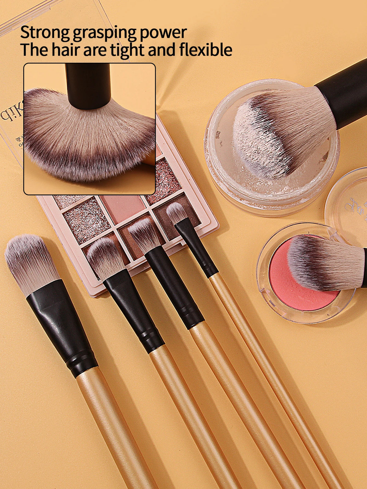 KOSSHOW 15-Piece Makeup Brush Set | Wooden Handle Brushes Makeup Brush Set QXL