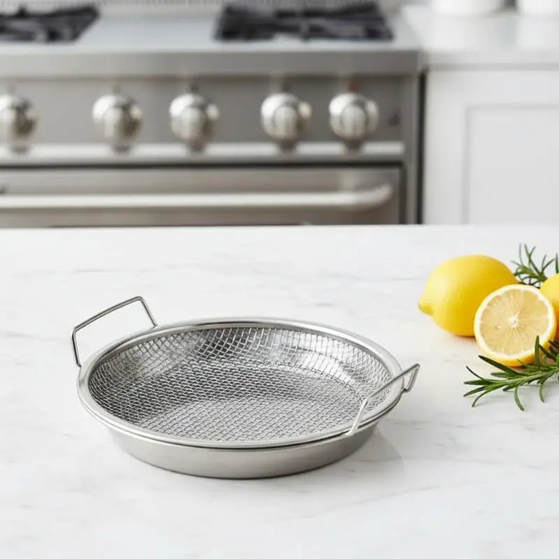 Stainless Steel Mesh Frying Basket & Oil Strainer Tray Set Mesh Frying Basket QXL