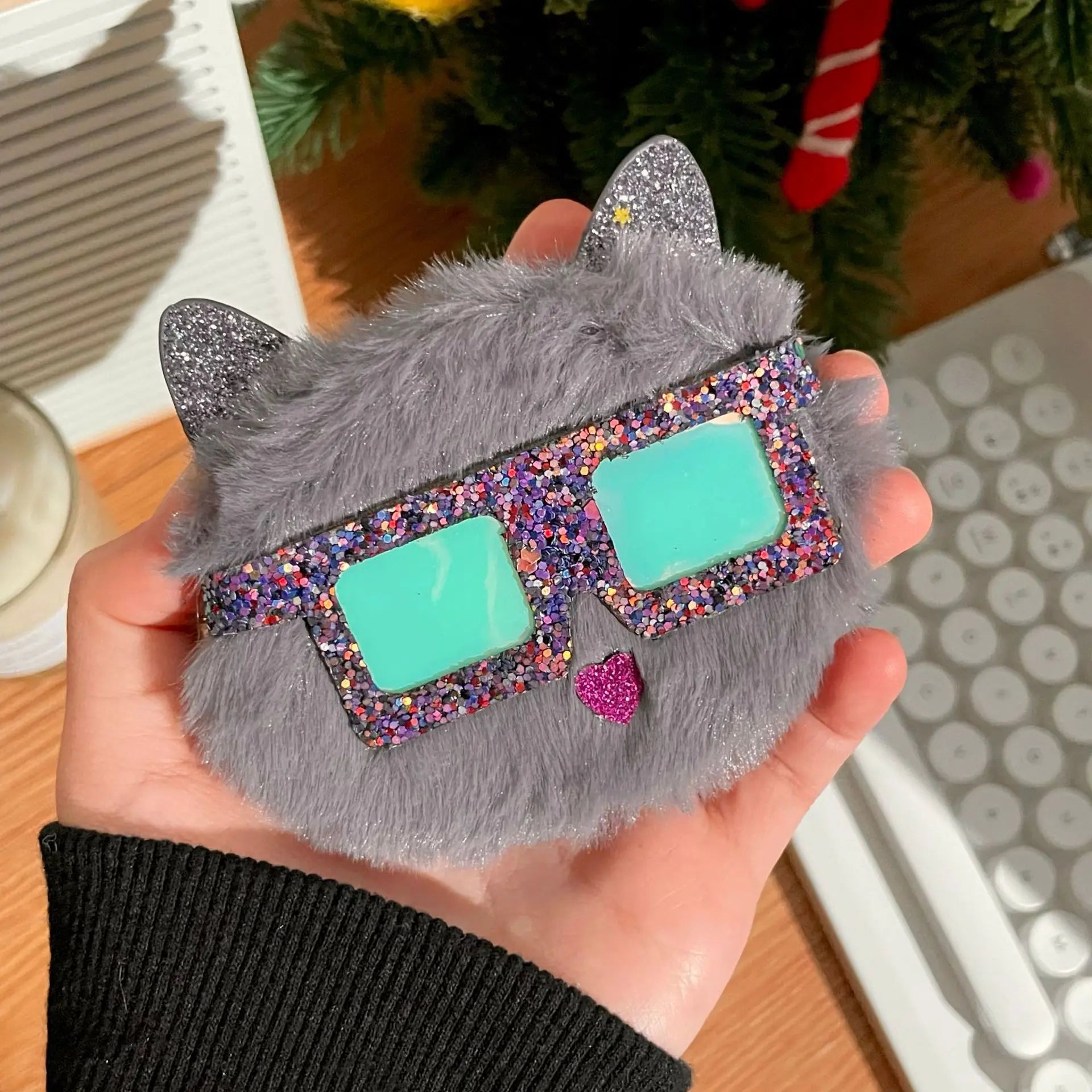 Cartoon Cat Double-Sided Folding Compact Mirror | 2x Magnify Compact Pocket Mirror QXL sunglasses cat