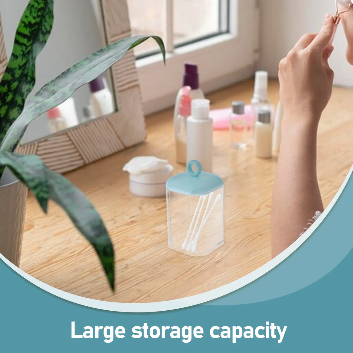 Cotton Swab & Pad Organizer Box with Lid | Bathroom Vanity Bathroom Storage Box QXL