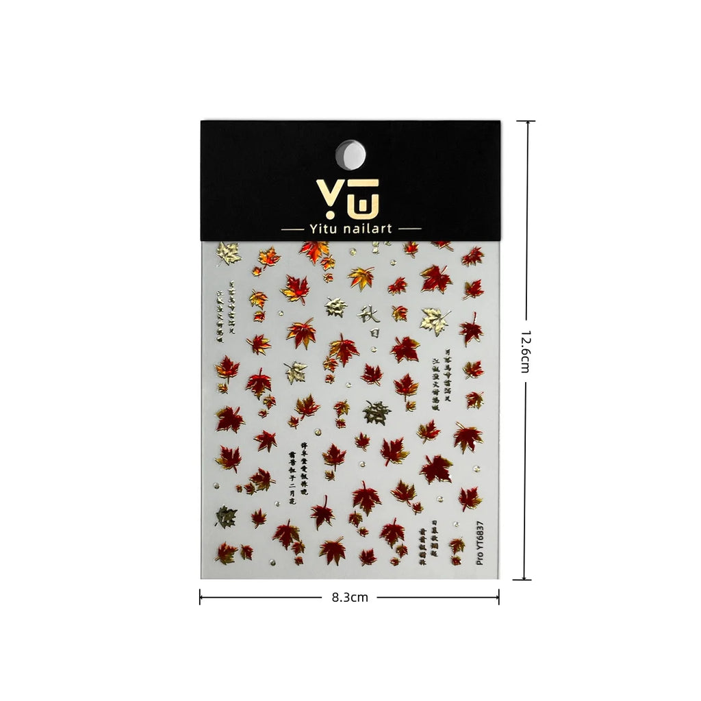 Autumn Leaf Nail Art Stickers | Bronzing Gold Fall Decals Nail Art Stickers QXL