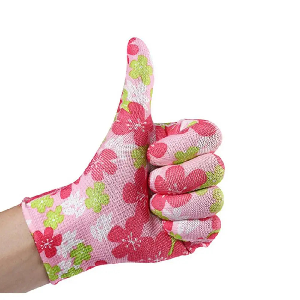 12-Pack Women's Non-Slip Palm-Coated Floral Garden Gloves Garden Work Gloves QXL