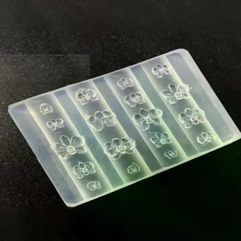 3D Orchid Silicone Nail Art Mold | DIY Floral Carving Template Silicone Nail Mold QXL