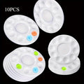 Round White Plastic Paint Palette for Students & Art Classes Art Paint Palette QXL 10pcs
