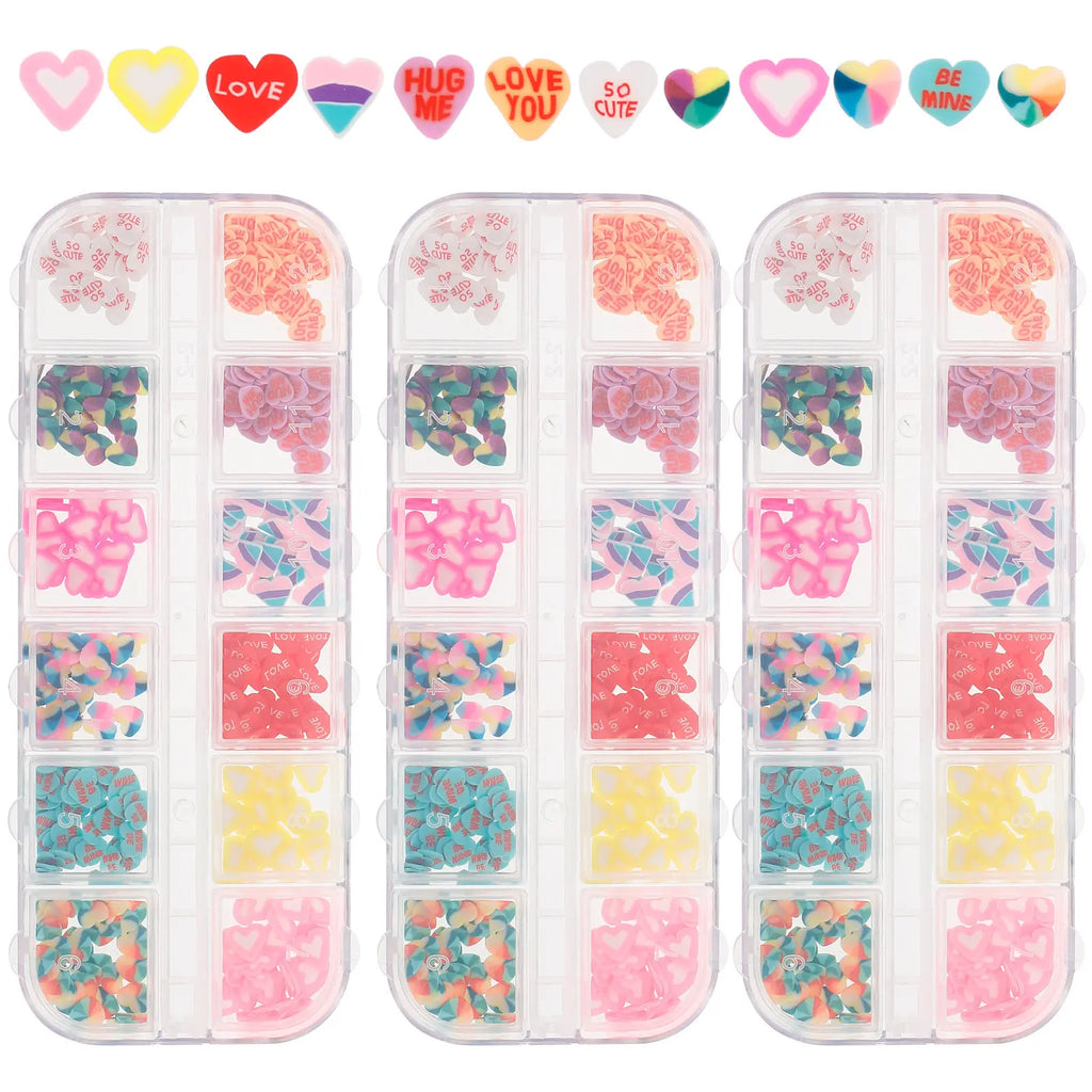 Heart Clay Nail Slices 3-Box Set | Valentine's Nail Art Charms Nail Art Charms QXL