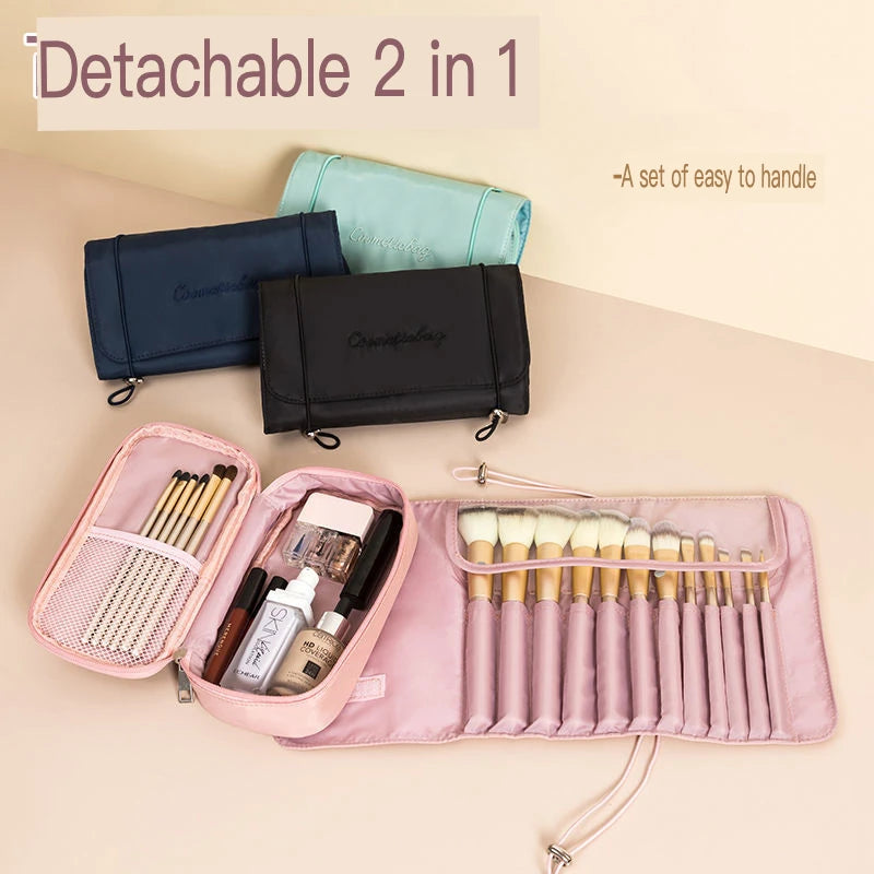 Large-Capacity Nylon Makeup Brush Bag & Detachable Storage Box Makeup Brush Bag QXL