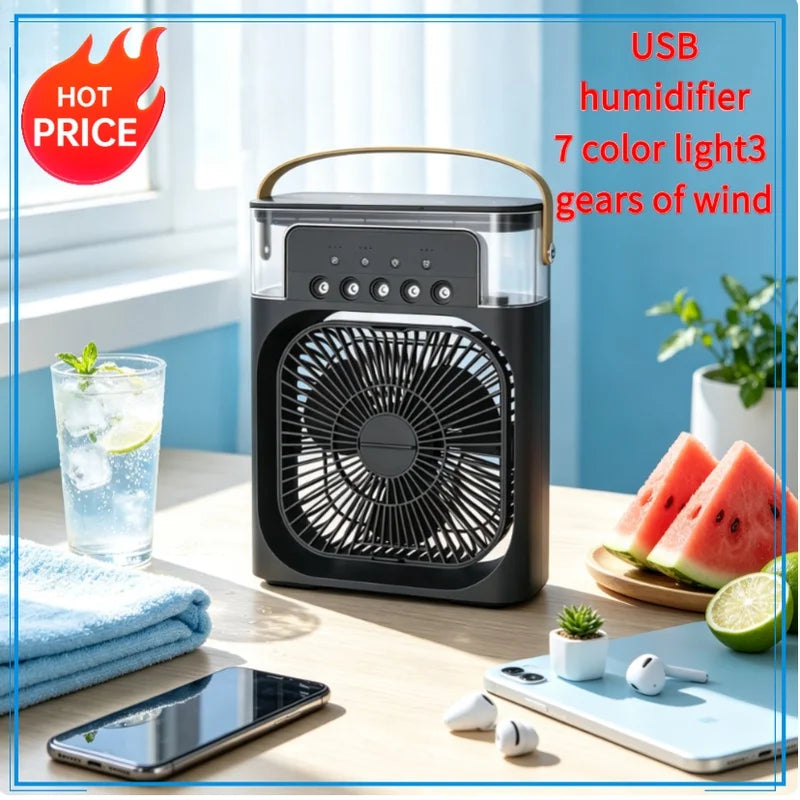 3-in-1 Portable Air Cooler Fan, Humidifier & LED Light USB Portable Air Cooler Fan QXL