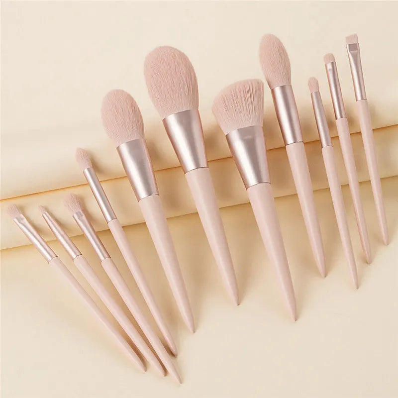 11-Pc Pink Vegan Makeup Brush Set | Synthetic Hair Brushes Makeup Brush Set QXL