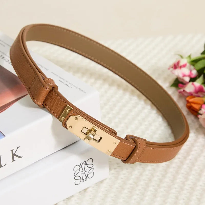 Women's Slim PU Waist Belt | Alloy Twist Buckle Adjustable Women's Waist Belt QXL 1pcs