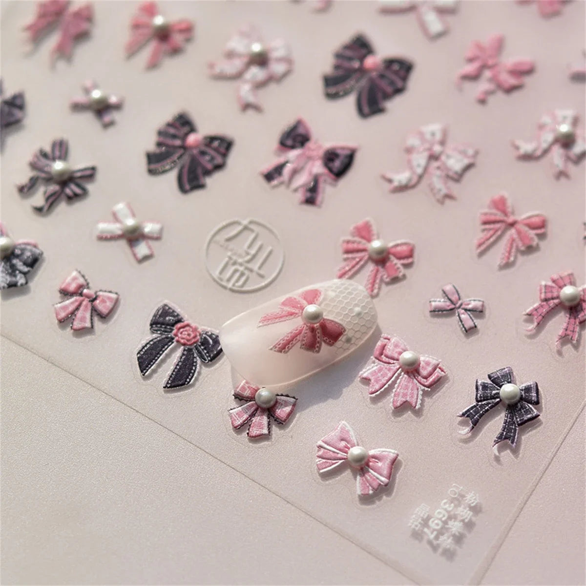 5D Kawaii Pink Bow Nail Stickers | Japanese Ribbon Decals Nail Art Stickers QXL