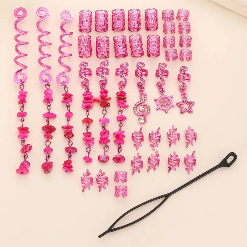 10-Pack 3D Rose Viking Dreadlock Bead Cuffs & Hair Rings Dreadlock Hair Beads QXL