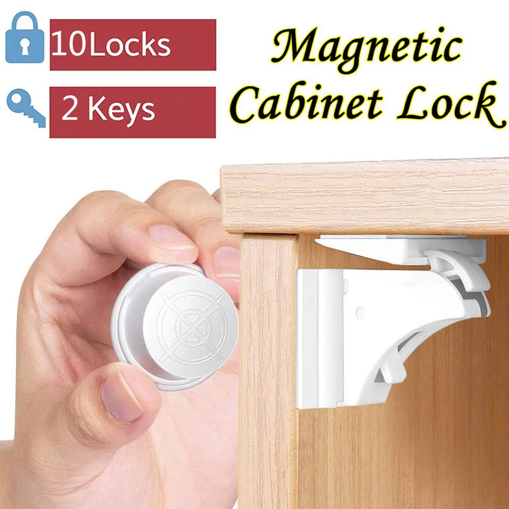 Magnetic Baby Safety Cabinet Locks – 12+3 Pc Child Lock Set Baby Safety Locks QXL