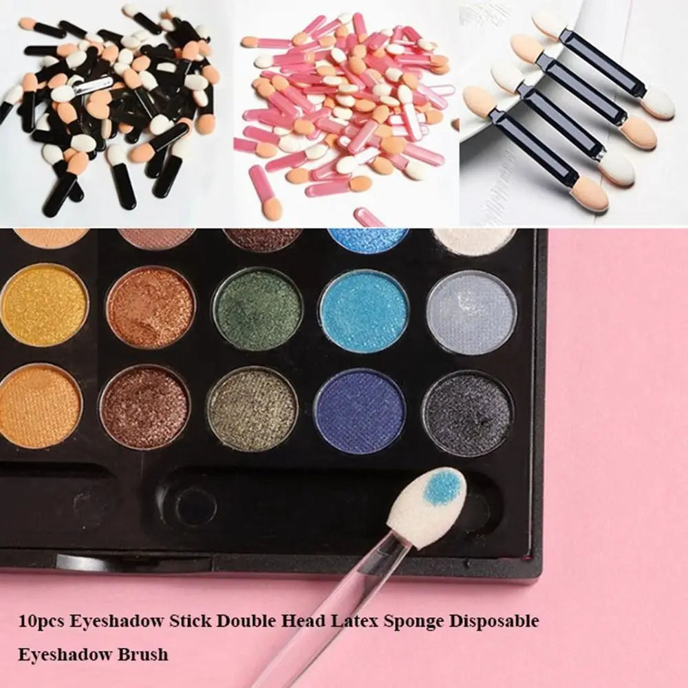 10-Pack Disposable Eyeshadow Sponge Stick Brushes | Double & Single Eyeshadow Applicator Brush QXL