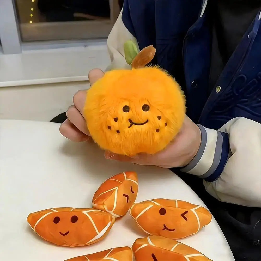 Peelable Orange Plush Keychain Toy | Cute Fruit Stuffed Pendant Plush Keychain Toy QXL