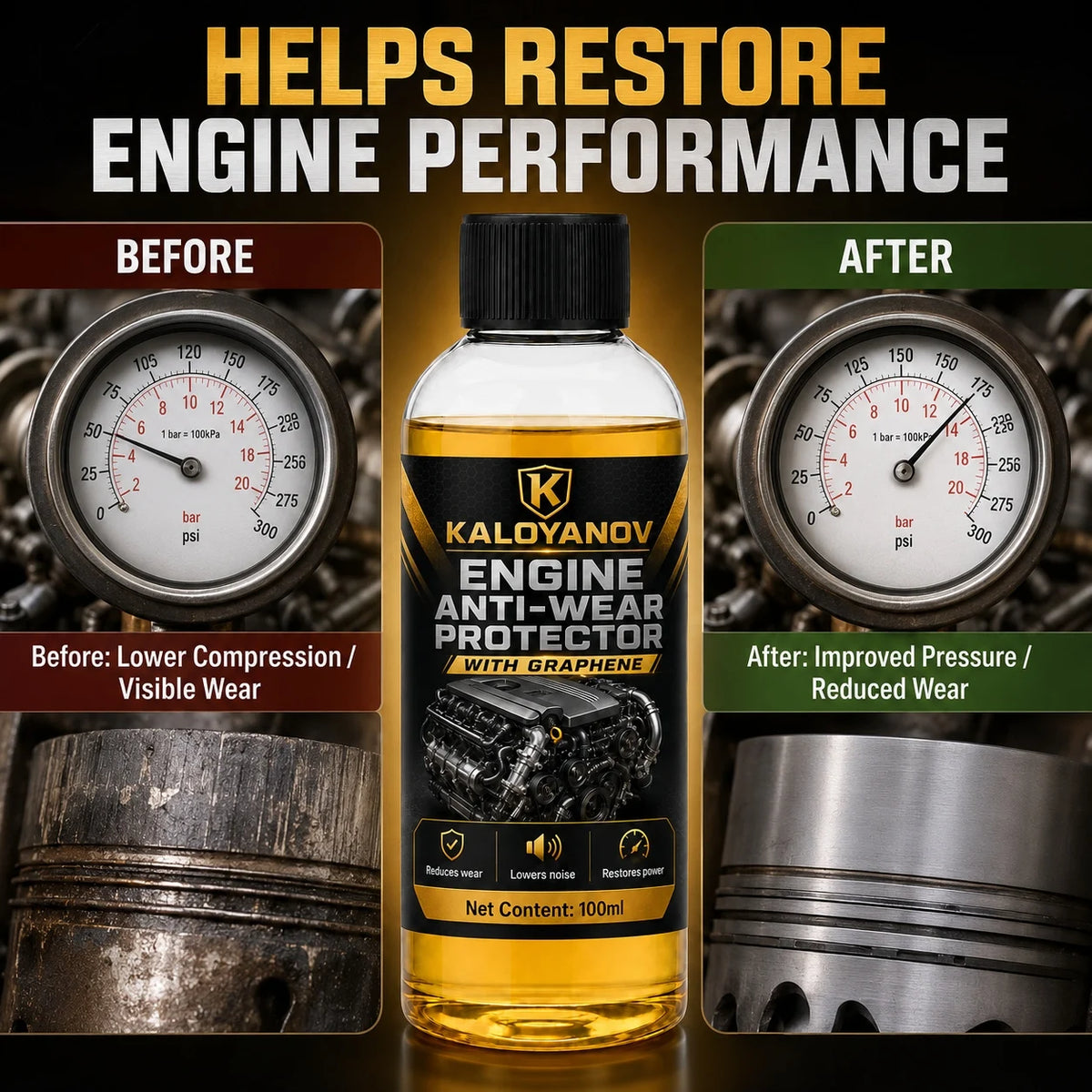 Graphene Engine Oil Additive 100ml | Anti-Wear Protector Engine Oil Additive QXL