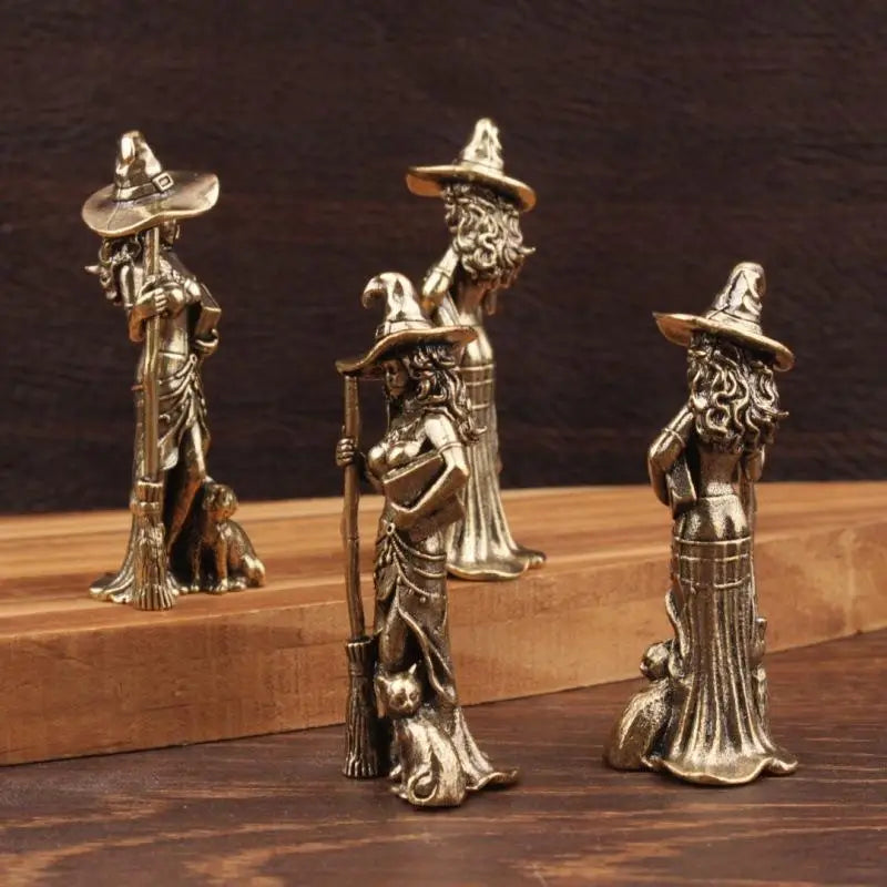 Magic Moon Witch Metal Figurine | Wizard Statue Home Decor Decorative Figurine QXL