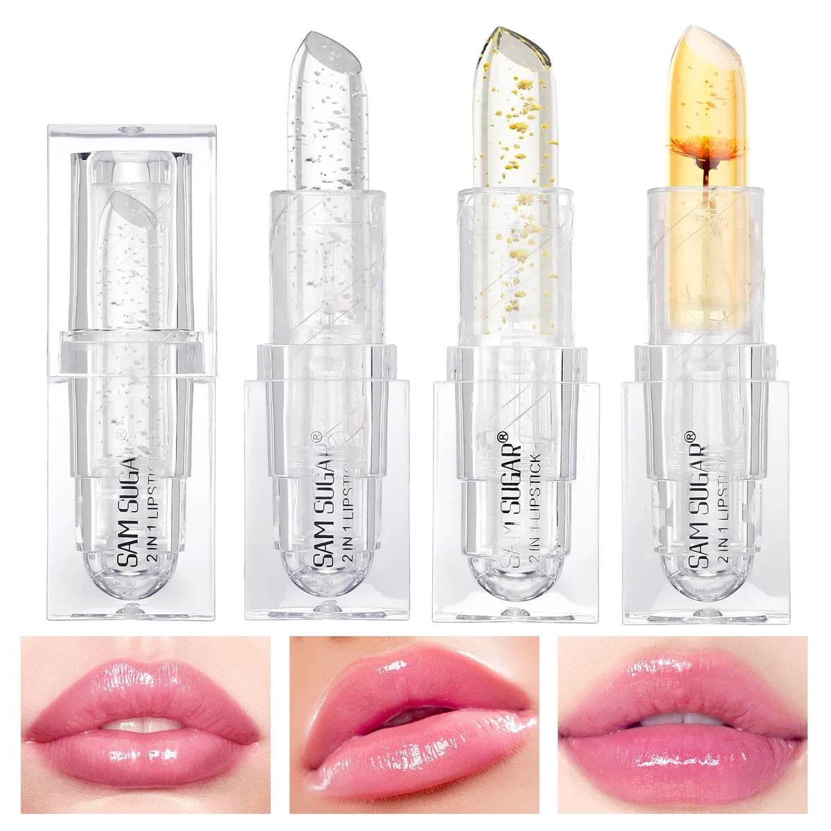SAM SUGAR Gold Foil Color-Changing Lipstick & Lip Balm Color-Changing Lipstick QXL