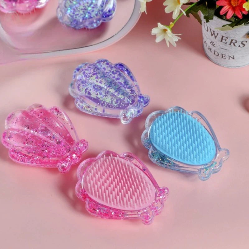 Mermaid Shell Anti-Static Hair Brush | Mini Travel Comb Travel Hair Brush QXL