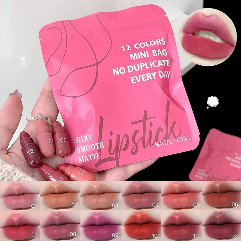 MAGIC CASA 12-Piece Mini Matte Lipstick Set – Waterproof Matte Lipstick Set QXL
