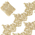 Gold Venice Lace Trim 3 Yards | Sequin Flower Embroidery Ribbon Lace Trim Ribbon QXL AECH04-13131