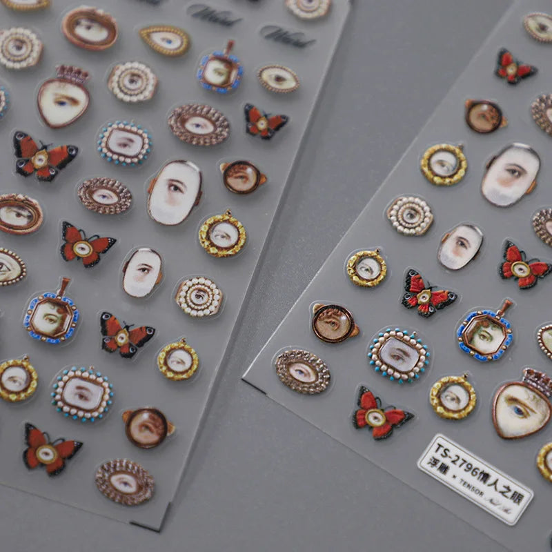 5D Embossed Halloween Eyes Nail Art Stickers | Self-Adhesive Nail Art Stickers QXL