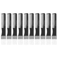 10-Pack Carbon Lift Teasing Combs | Fine Teeth Salon Back Comb Hair Teasing Comb QXL A