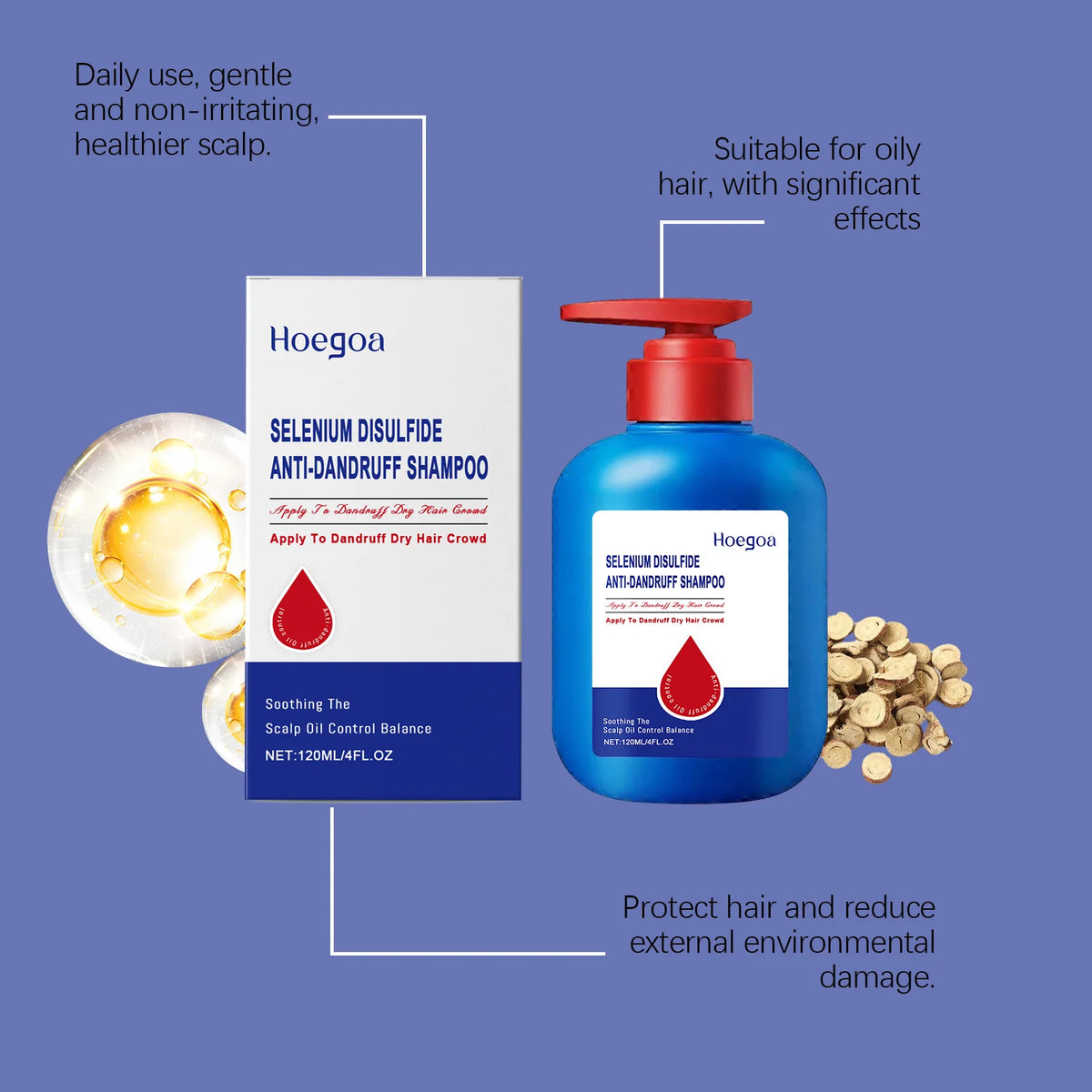 HOEGOA Selenium Sulfide Shampoo 120ml – Dandruff Control Anti-Dandruff Shampoo QXL