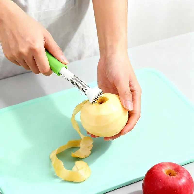 2-in-1 Stainless Steel Fruit Corer & Peeler | Non-Slip Handle Fruit Corer Peeler QXL