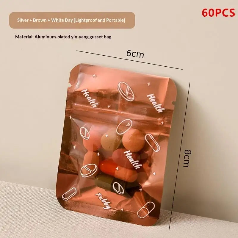 Light-Proof Self-Sealing Pill Pouches 30/60-Pack | Travel Storage Pill Storage Pouches QXL 60pcs